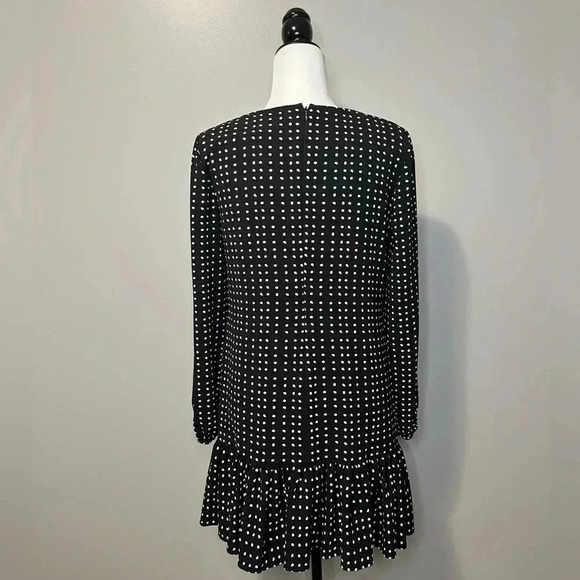 Tahari Long Balloon Sleeve Ruffled Hem Polkadot Pattern Babydoll Dress - Picture 6 of 11